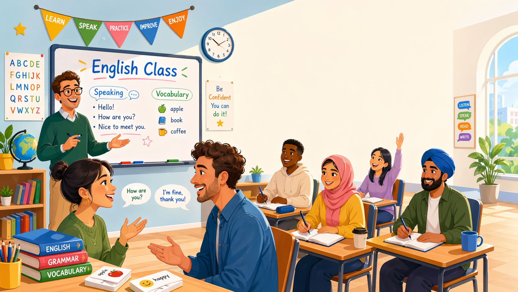 General English and ESL learning class
